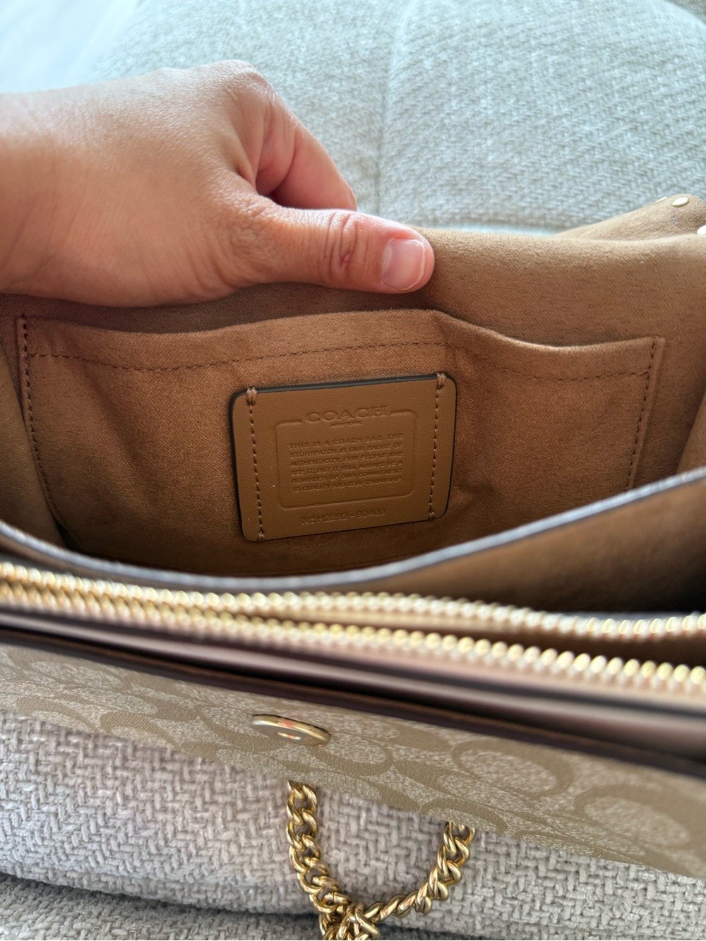 Coach Cream Leather & Signature Canvas Chain Crossbody Bag - Picture 8 of 8